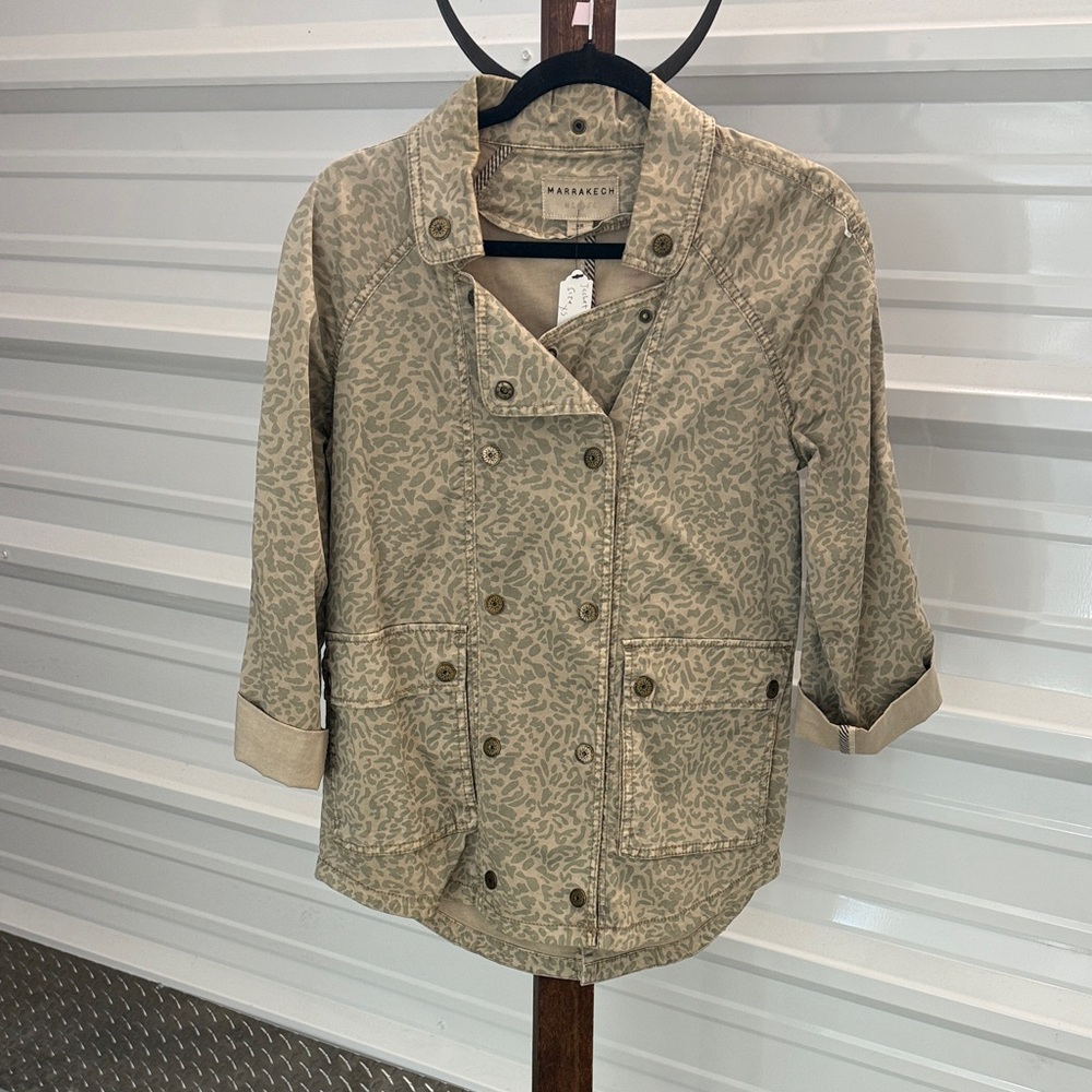 Anthropologie Marrakech Marni Leopard Brown Print Moto Jacket